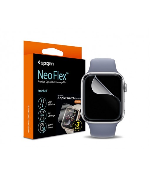 Set 3 X Folie Spigen Neo Flex Hd Compatibila Cu Apple Watch 4 / 5 / 6 / Se (44 Mm)